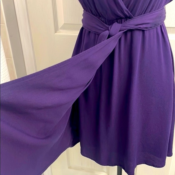 Anthropologie Maeve Purple Wrap Dress with Cap Sleeves V Neck Size XS - Picture 6 of 13